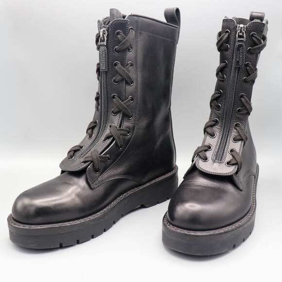 Valentino Shoes - Valentino Garavani Black Leather Rockstud Lug Combat Boot EU 38.5 Fits W 8 / M 6